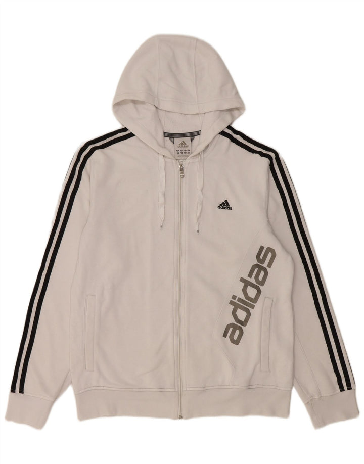 Мужской свитер с капюшоном Adidas на молнии с графическим рисунком, средний белый хлопок, хлопок