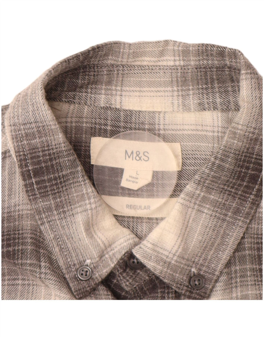Мужская фланелевая рубашка стандартного кроя MARKS & SPENCER, большая серая клетка, хлопок