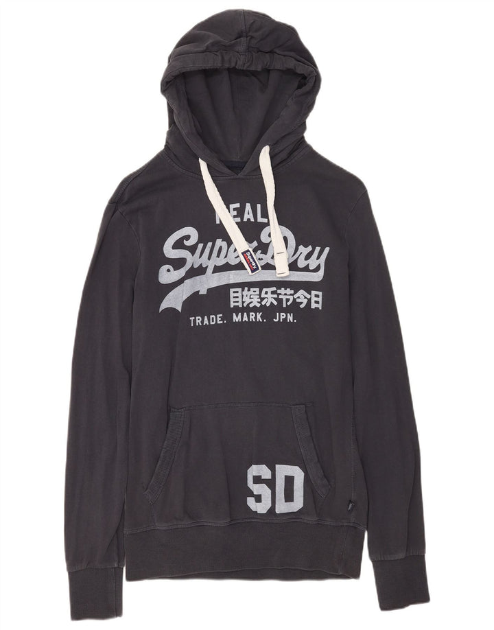 Мужской джемпер с капюшоном Superdry, черный, хлопковый, среднего размера