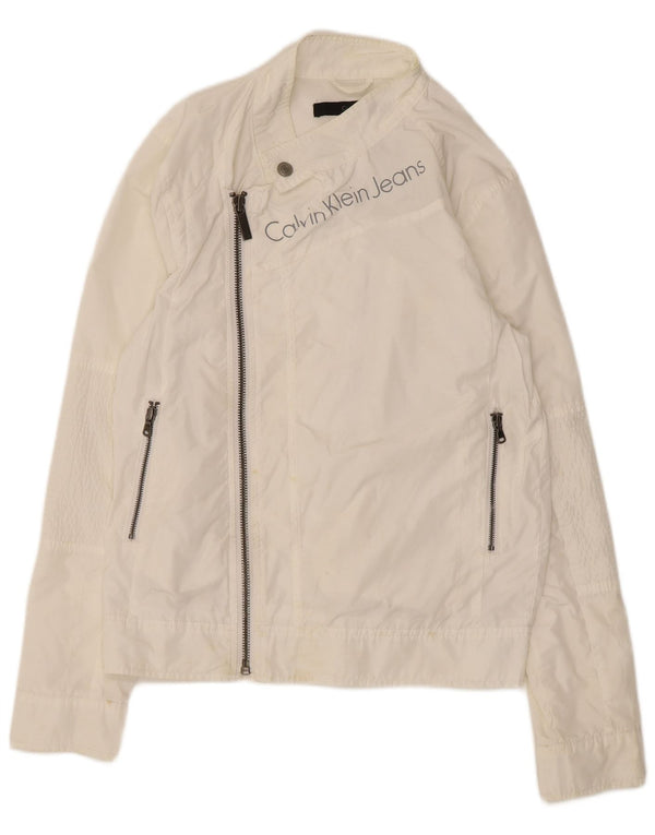 Женская дождевик с графическим рисунком Calvin Klein Jeans UK 10, маленький размер, белый полиэстер