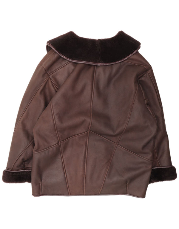 Vintage Womens Shearling Jacket UK 22 3XL Maroon