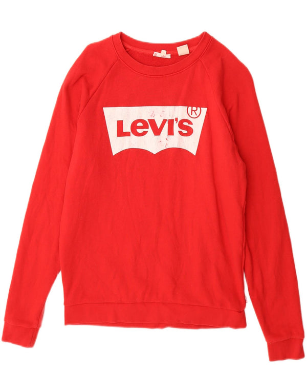 Женский джемпер оверсайз с рисунком Levi's UK 6 XS, красный хлопок