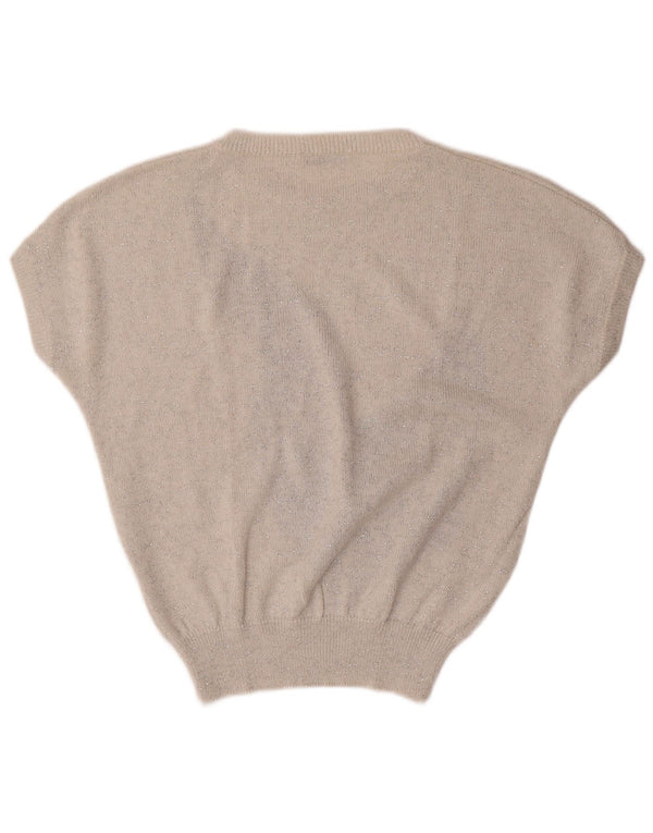 ВИНТАЖНЫЙ женский свитер с вырезом «лодочка», Великобритания, 16, большой, с белым цветочным принтом