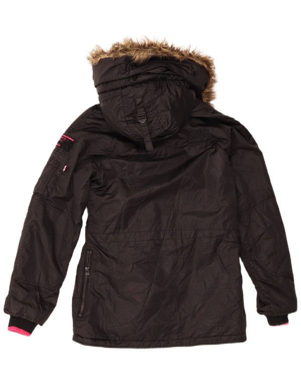 Женская парка Superdry с капюшоном UK 6 XS, черный нейлон