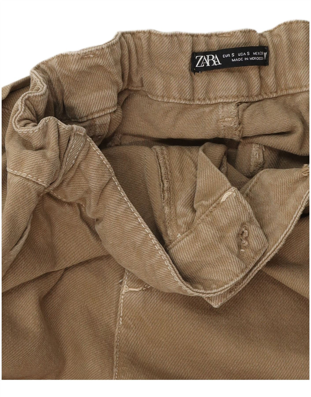 Женские широкие брюки карго ZARA, маленькие W26 L31, бежевые