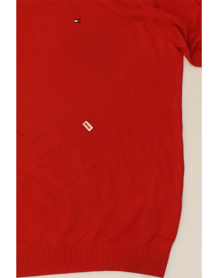TOMMY HILFIGER Mens V-Neck Jumper Sweater XL Red Cotton | Vintage Tommy Hilfiger | Thrift | Second-Hand Tommy Hilfiger | Used Clothing | Messina Hembry 