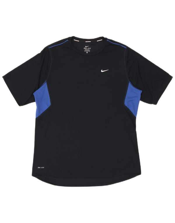 Мужская футболка Nike Dri Fit, большой темно-синий цветной блок