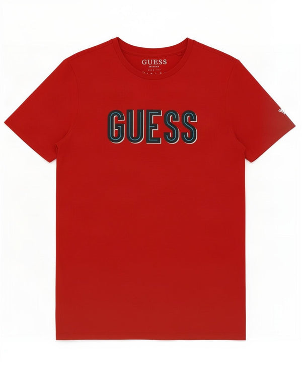 Мужская приталенная футболка с рисунком Guess XS, красный хлопок