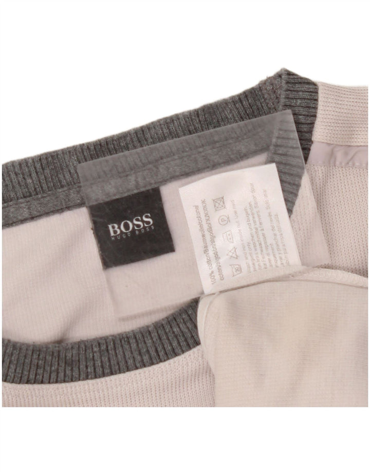 Мужской топ HUGO BOSS с длинным рукавом XL Off White, хлопок с цветными блоками