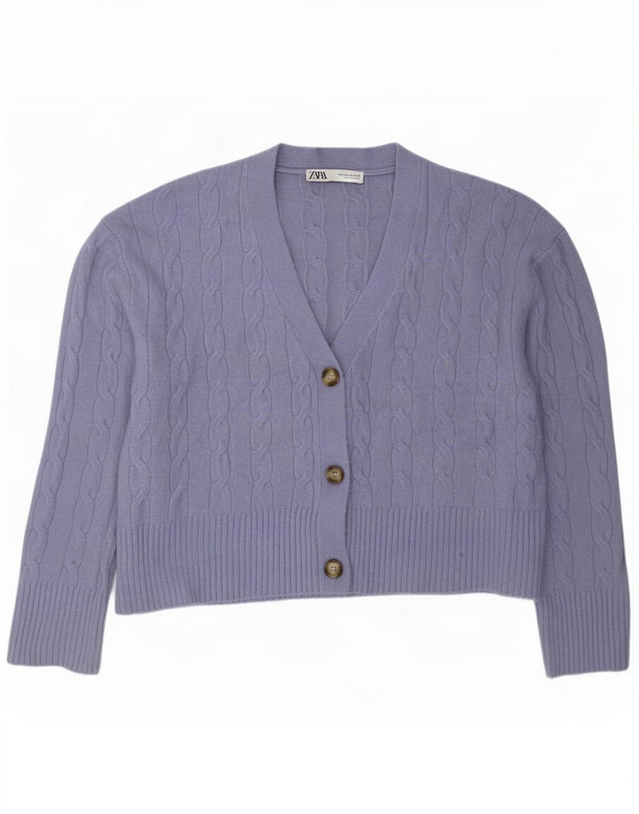 Женский кардиган Zara UK 14, средний фиолетовый полиэстер