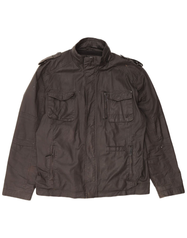 Винтажная мужская куртка в стиле милитари UK 42 XL, черный хлопок