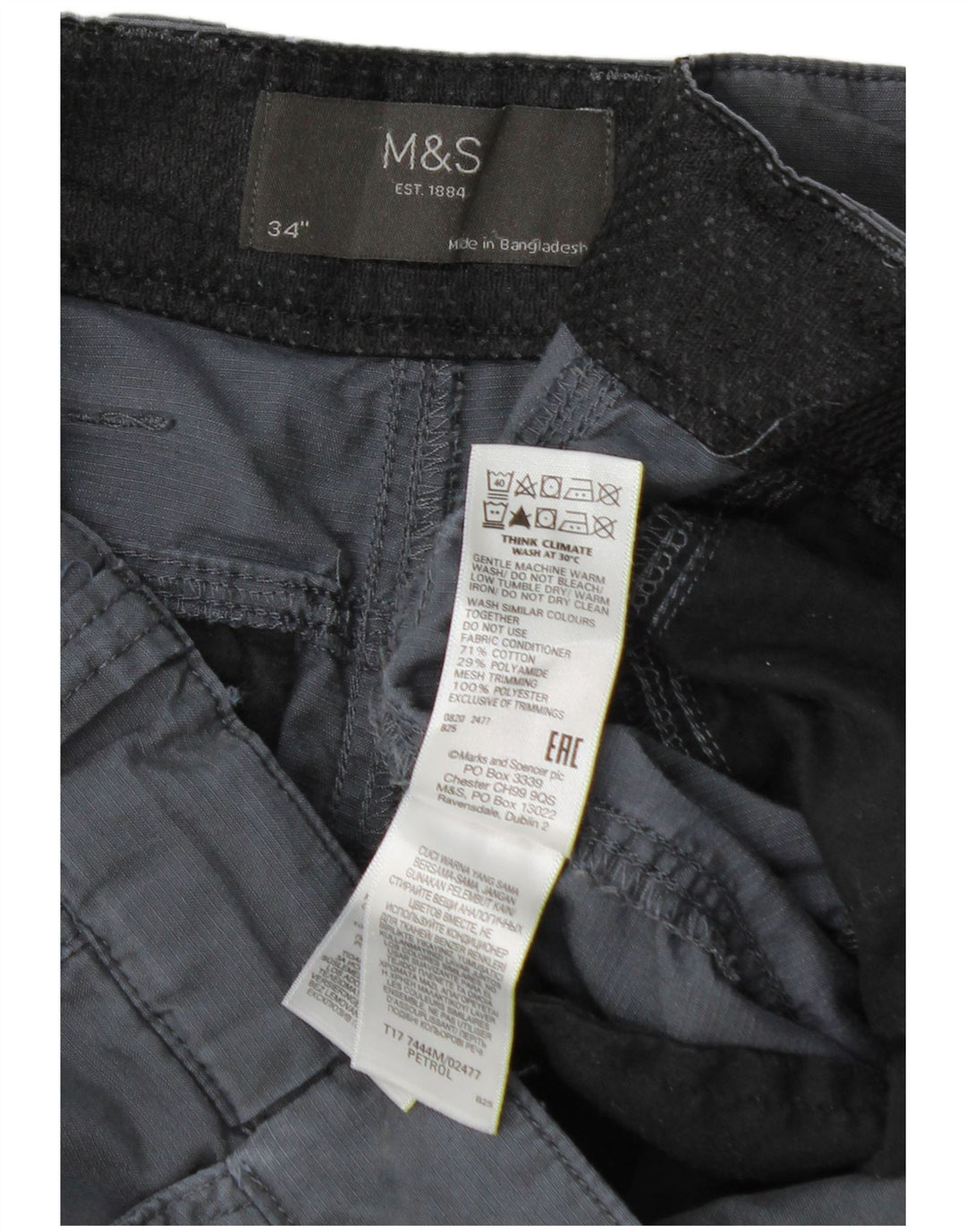 Мужские шорты карго Marks & Spencer W34, большие серые, хлопок