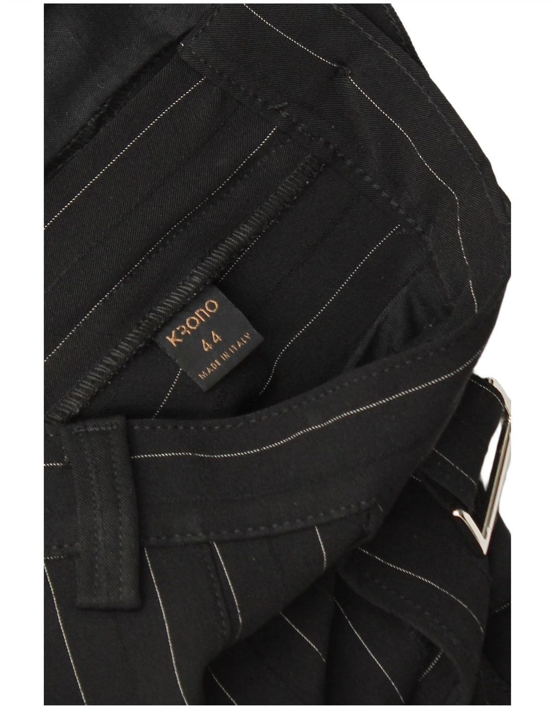 ВИНТАЖНЫЕ женские прямые брюки чинос IT 44 Medium W30 L32 Черные в полоску