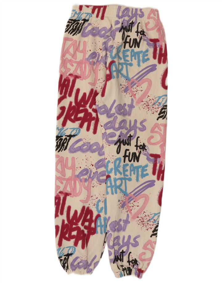 ZARA Спортивный костюм с графическим рисунком для девочек Брюки для бега на 13–14 лет, белый хлопок