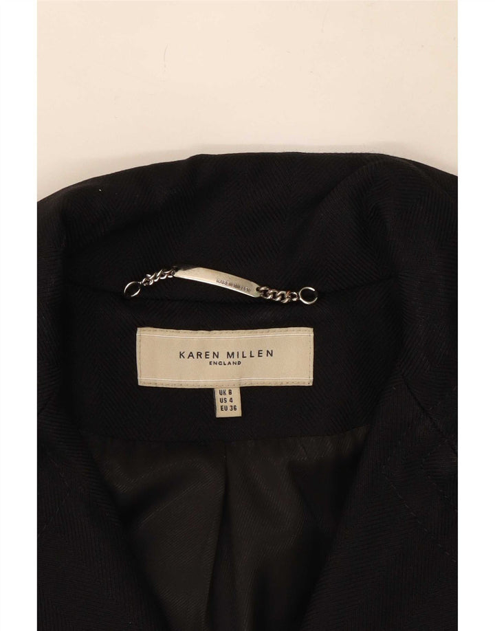 Женское пальто Karen Millen UK 8 маленькое черное шерстяное