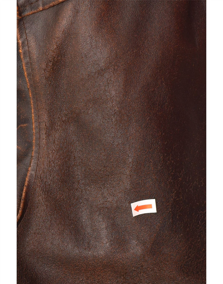 ALAN GORDON Мужская кожаная куртка IT 52 XL Коричневая кожа