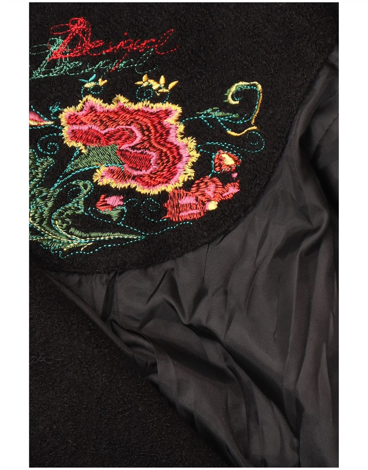 Женское пальто с рисунком Desigual UK 10, маленькое черное с цветочным принтом