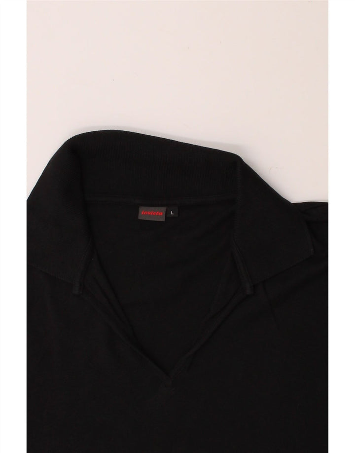 INVICTA Womens Polo Shirt UK 14 Large Black Cotton Vintage Invicta and Second-Hand Invicta from Messina Hembry 