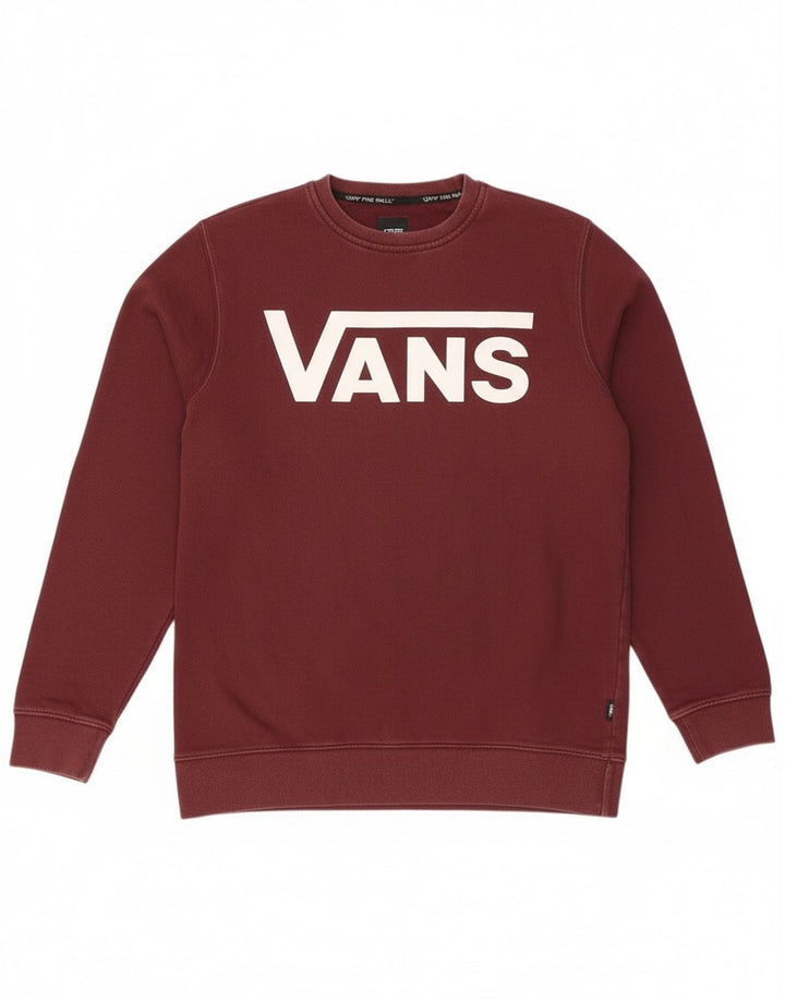 Мужской свитшот с рисунком Vans, маленький бордовый хлопковый джемпер