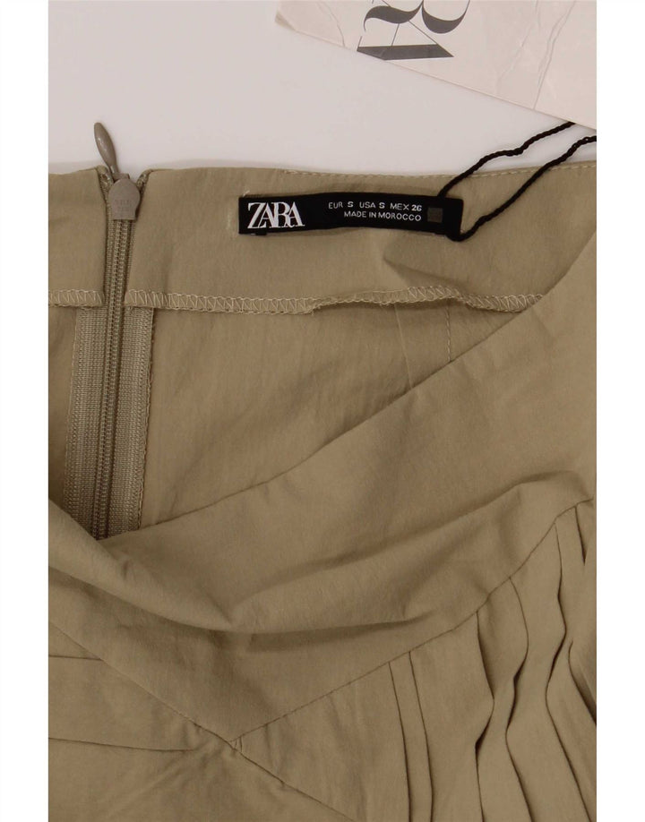 Женская мини-юбка Zara, маленькая W26, хлопок цвета хаки