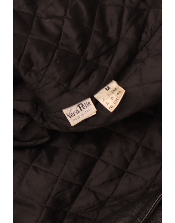 Женская кожаная косуха VINTAGE UK 14, кожа среднего размера, черная