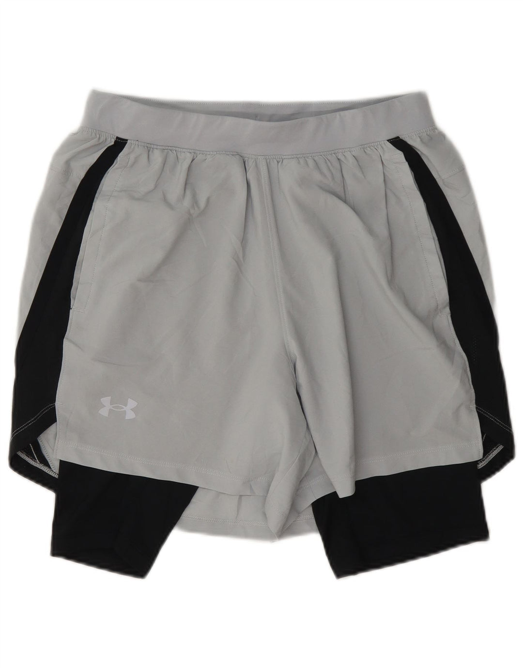 Мужские спортивные шорты Under Armour среднего серого цвета с цветными блоками