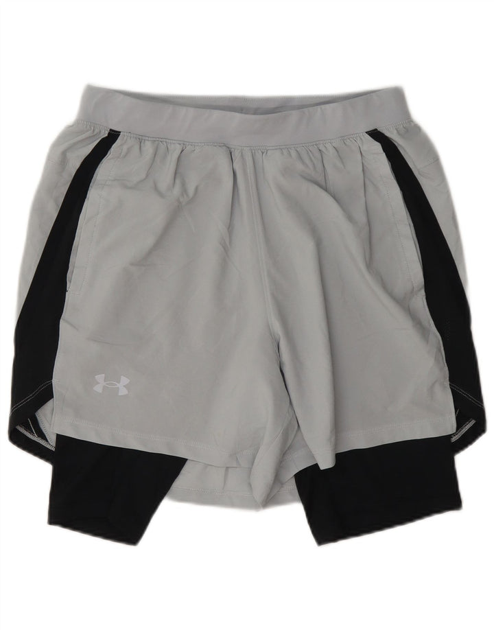 Мужские спортивные шорты Under Armour среднего серого цвета с цветными блоками