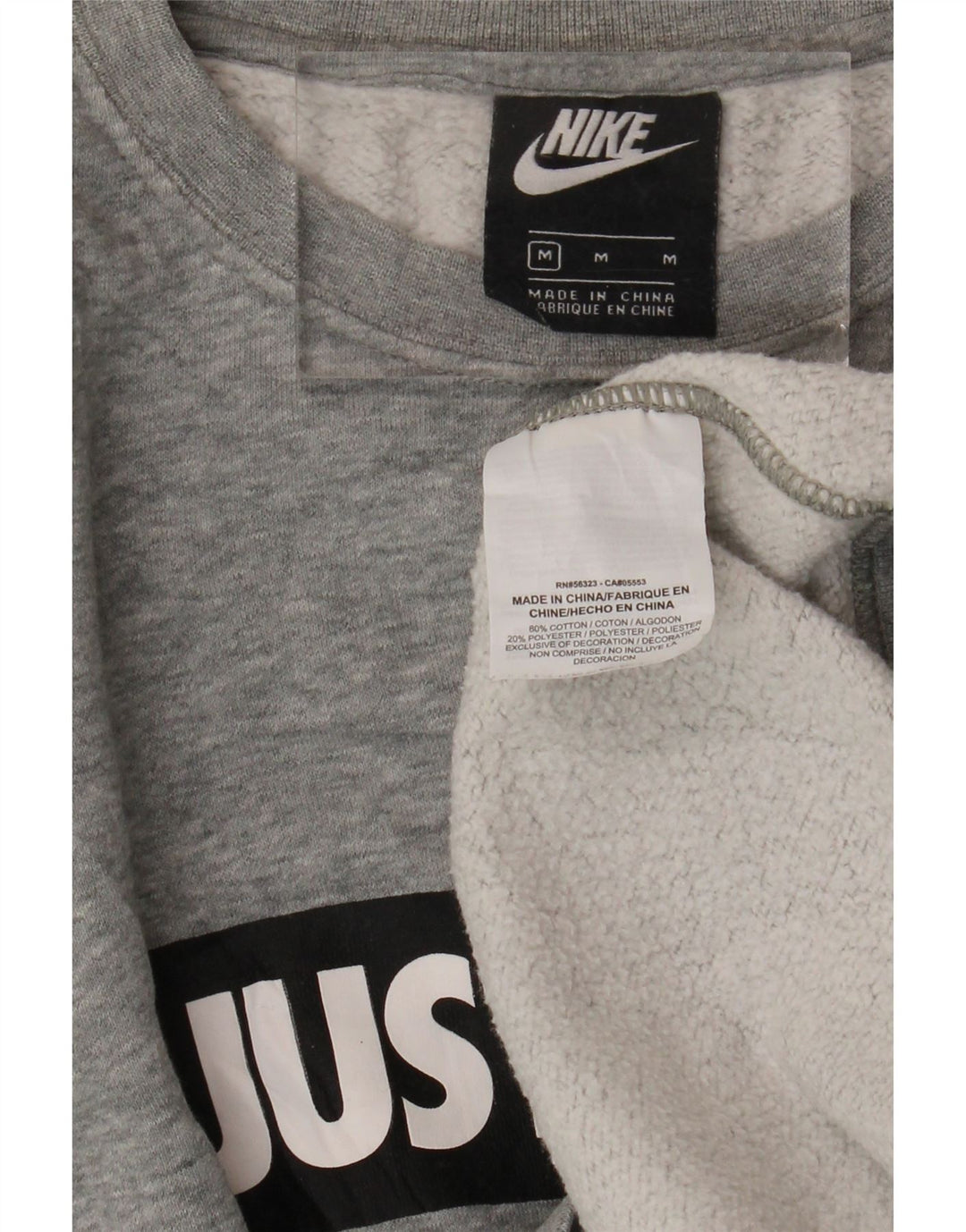 Мужской свитшот с рисунком Nike, хлопковый джемпер среднего серого цвета с крапинками