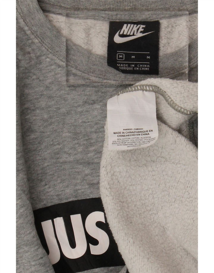 Мужской свитшот с рисунком Nike, хлопковый джемпер среднего серого цвета с крапинками