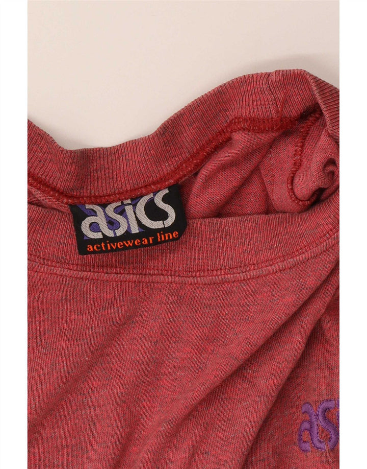 Мужской топ с рисунком Asics из хлопка с длинным рукавом XL красного цвета с цветными блоками