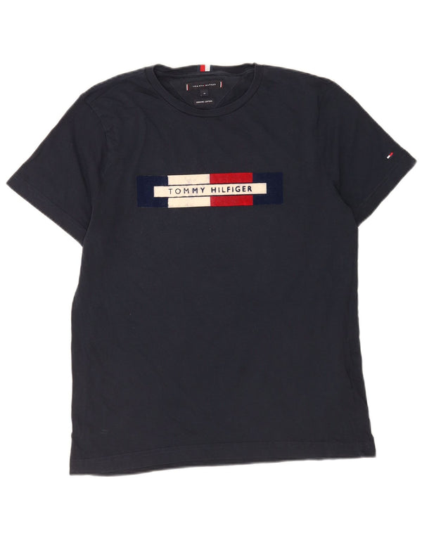 Tommy Hilfiger Мужская футболка с рисунком Топ среднего размера, темно-синий, хлопок