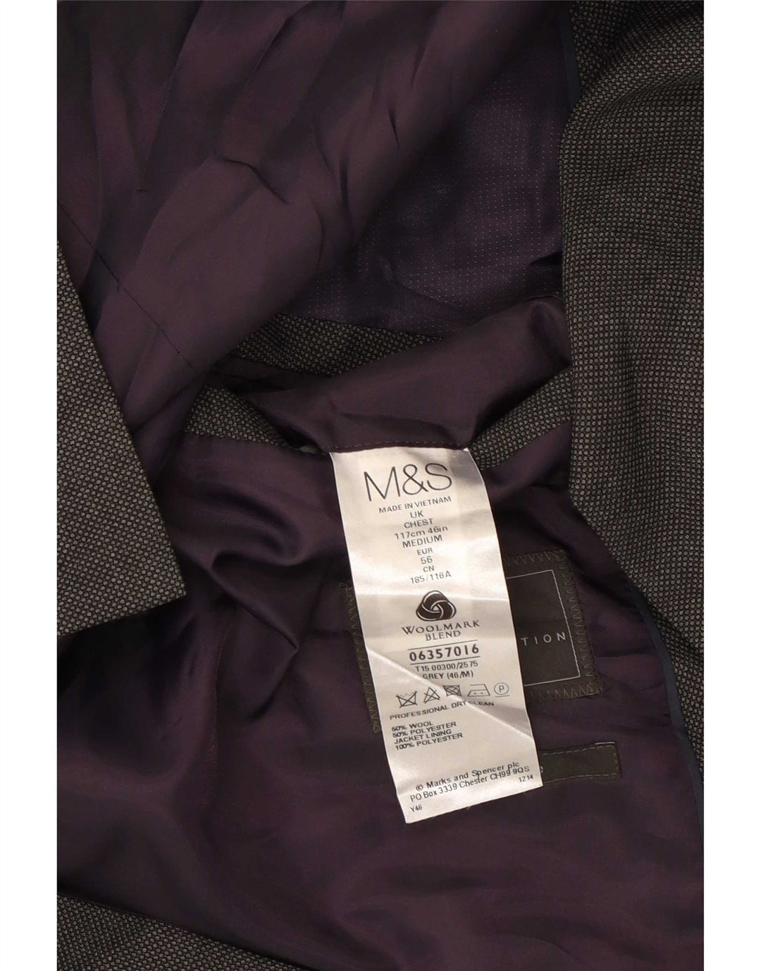 Мужской пиджак Marks & Spencer на 2 пуговицах, Великобритания, 46 XL, серый, шерстяной