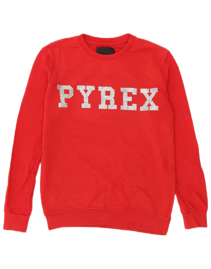 Женский свитер большого размера с рисунком Pyrex, маленький красный хлопковый джемпер, Великобритания, 10 шт.