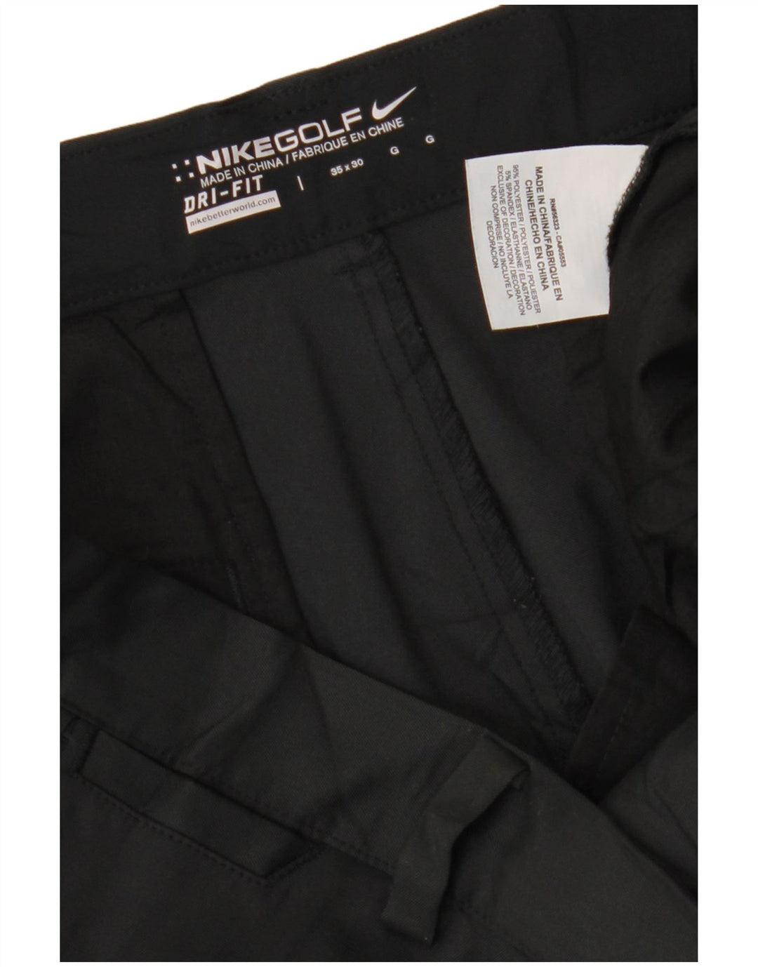 Мужские прямые брюки-чиносы Nike Dri Fit W35 L30, черный полиэстер