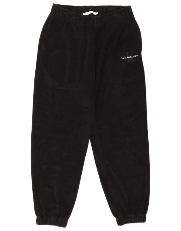 Calvin Klein Womens Velvet Tracksuit Trousers Joggers UK 12 Medium Black