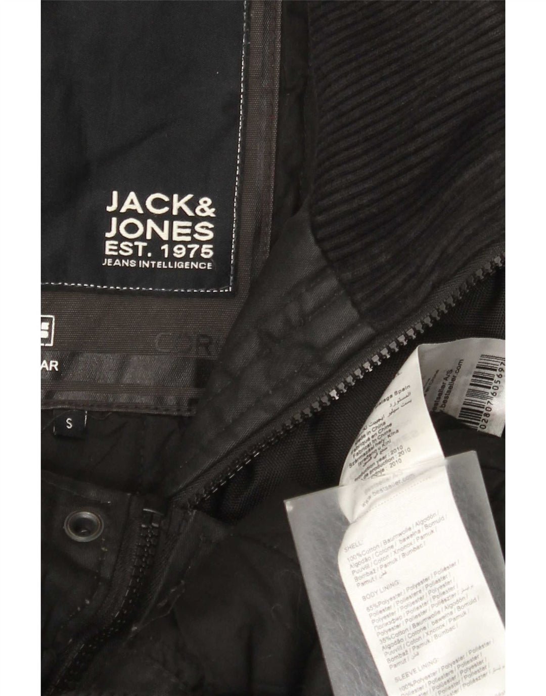 Мужская куртка Jack & Jones, UK 36, маленькая, черный, хлопок