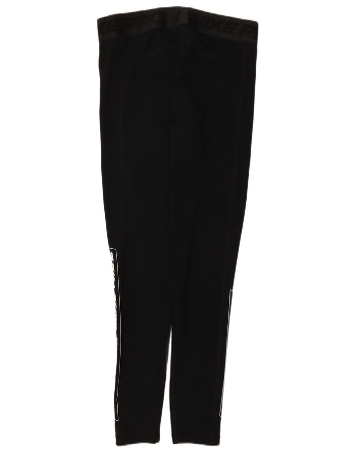 Женские леггинсы с рисунком Nike Dri Fit UK 14, большой черный полиэстер