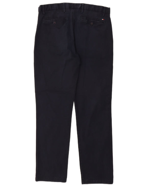 TOMMY HILFIGER Mens Straight Chino Trousers W34 L32 Navy Blue Cotton