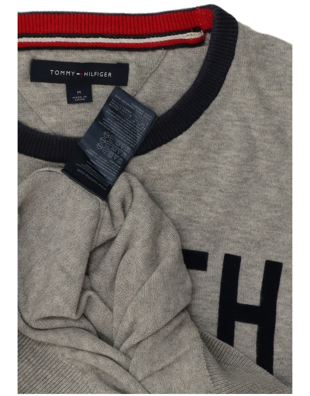 Мужской джемпер с круглым вырезом TOMMY HILFIGER, средний серый с цветными блоками