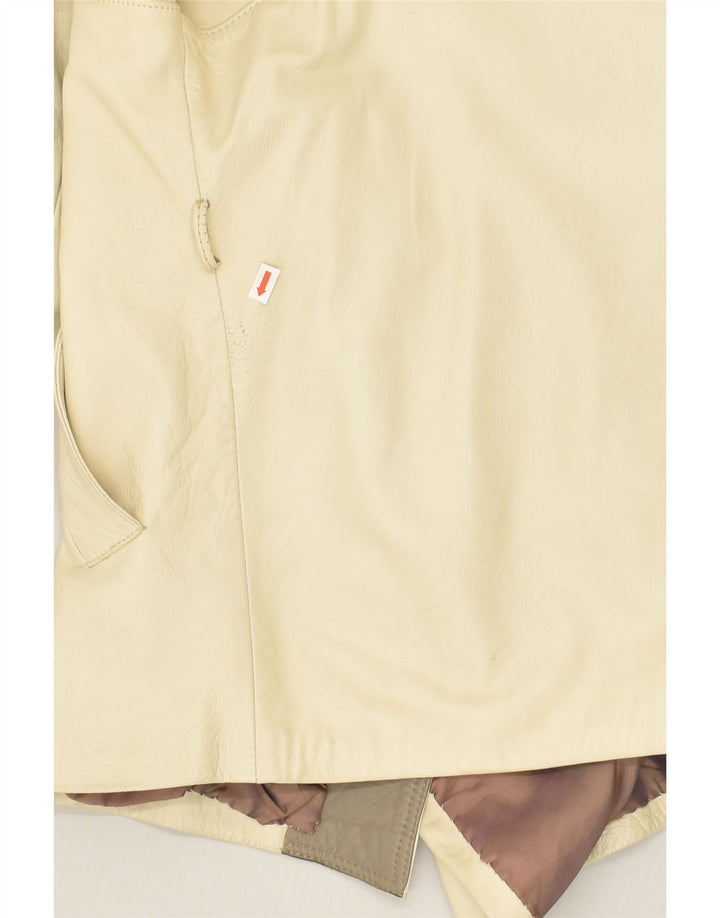 VINTAGE Womens Loose Fit Leather Jacket EU 38 Medium Beige | Vintage Vintage | Thrift | Second-Hand Vintage | Used Clothing | Messina Hembry 