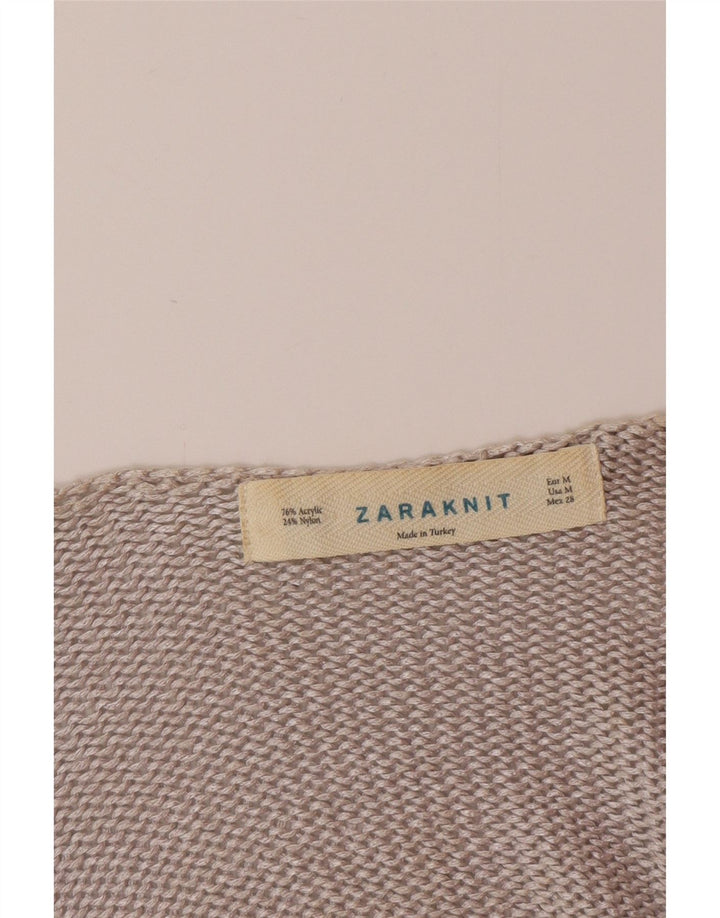 Женский джемпер с v-образным вырезом Zara UK 14, средний серый цвет