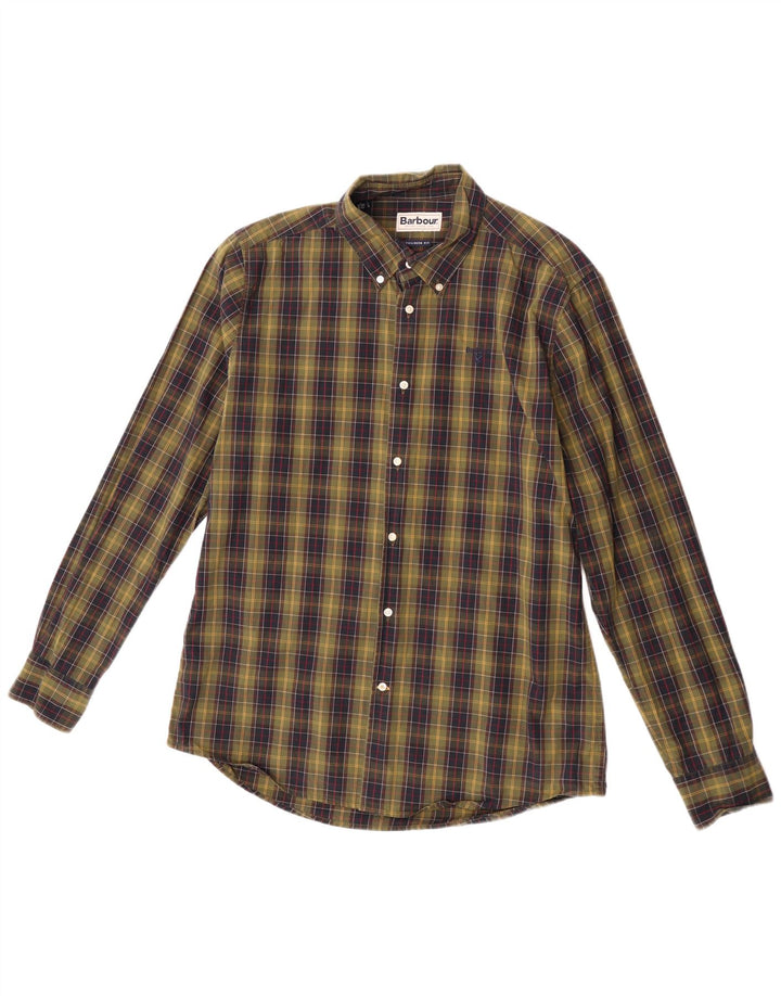 Мужская рубашка в клетку Barbour, большой размер, цвет хаки, хлопок
