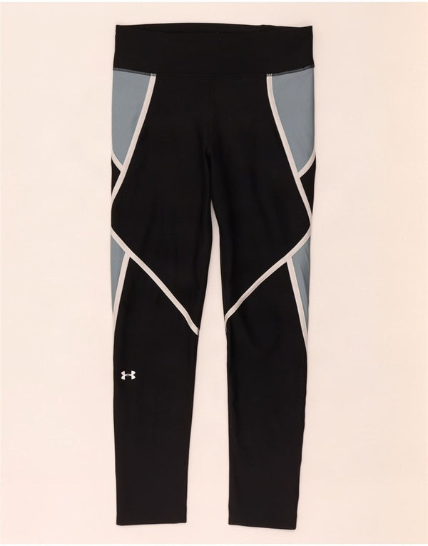 Женские леггинсы Under Armour Heat Gear UK 12, средний черный цвет с цветными блоками