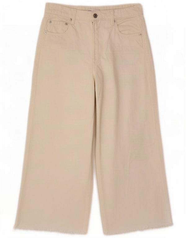 Zara Женские укороченные широкие джинсы EU 38 Small W28 L23 Off White
