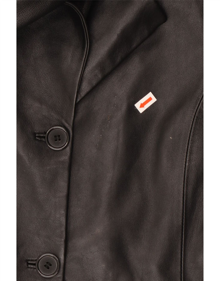 Женское кожаное пальто Cofi UK 12 Среднее черное кожаное