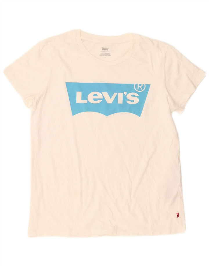 Женская футболка с рисунком Levi's Top UK 12, средний размер, белый хлопок