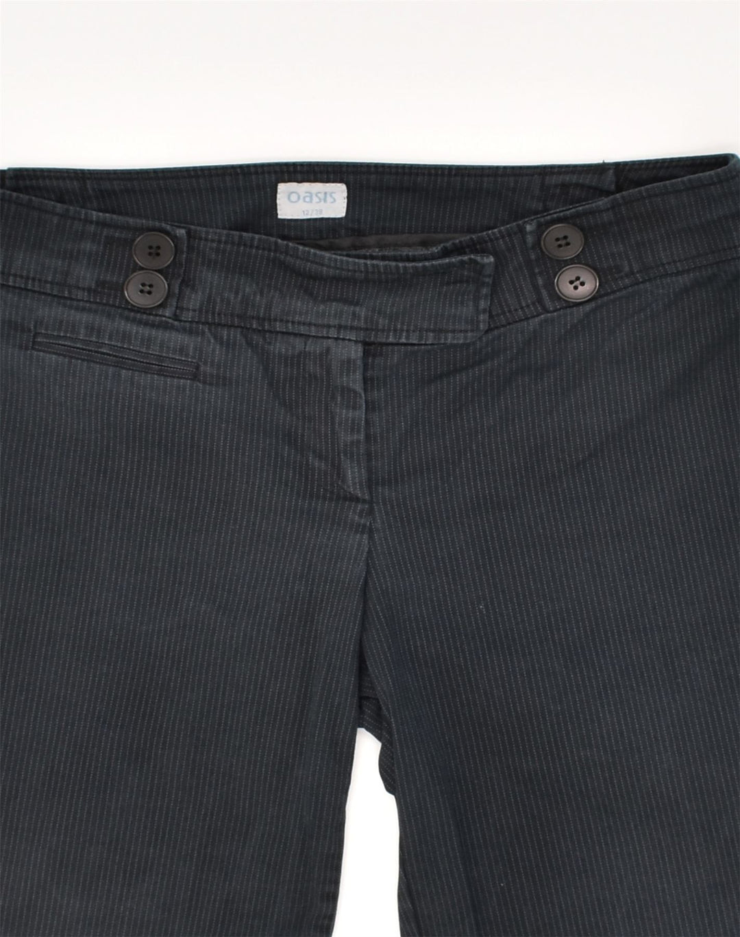 OASIS Womens Chino Shorts W38 2XL Black Pinstripe Cotton | Vintage Oasis | Thrift | Second-Hand Oasis | Used Clothing | Messina Hembry 