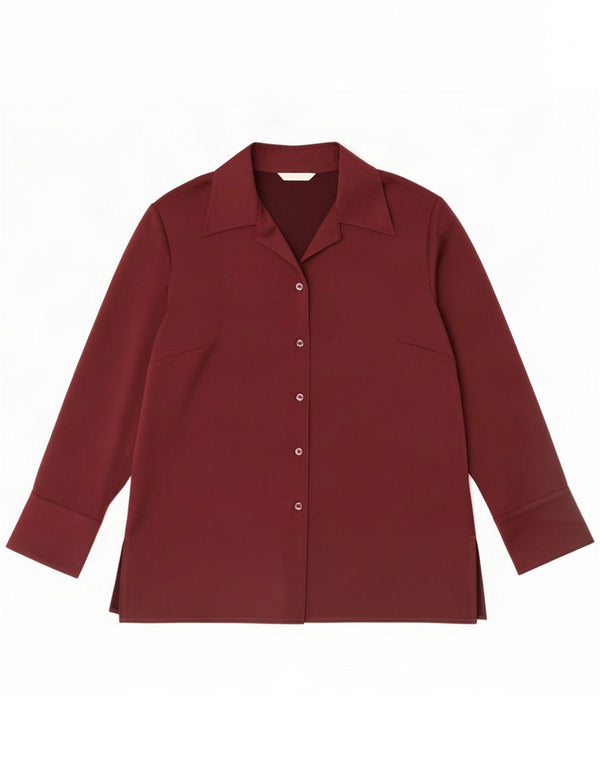 Marks & Spencer Womens Shirt Blouse UK 16 Large Burgundy Polyester