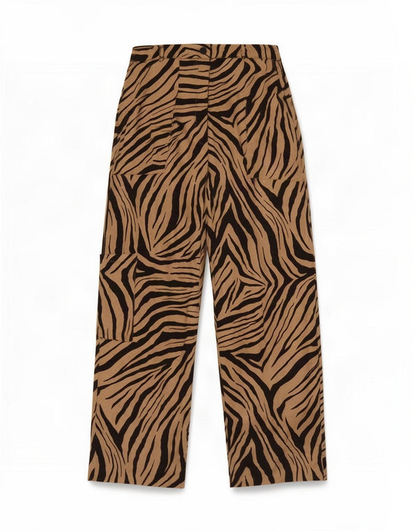 Женские брюки карго с завышенной талией Zara, средние W28 L28, черные с животным принтом