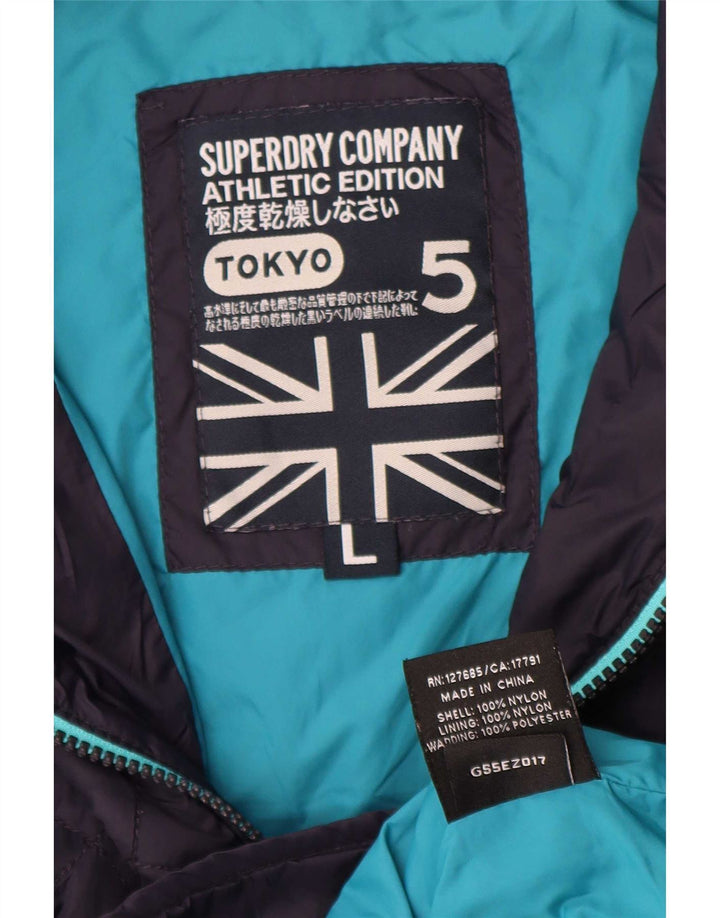 Женская стеганая куртка с капюшоном Superdry UK 16, большой темно-синий нейлон